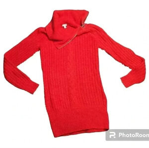 Guess women's red size med turtleneck sweater with zip on the collar
